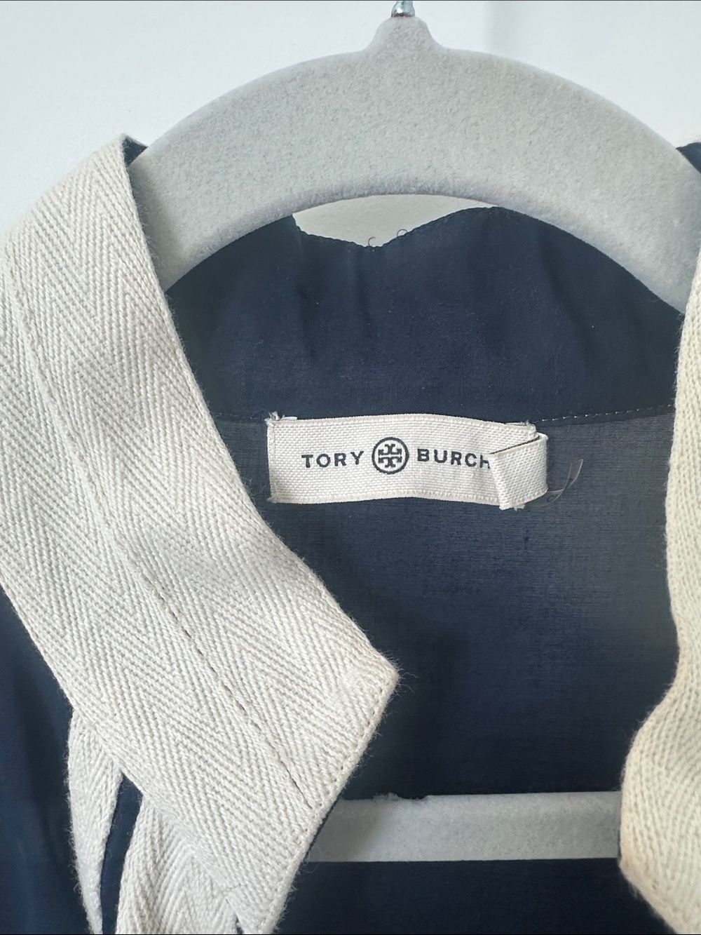 Tory Burch Navy and Cream Tassel Tunic Swim Cover-Up - Picture 2 of 7
